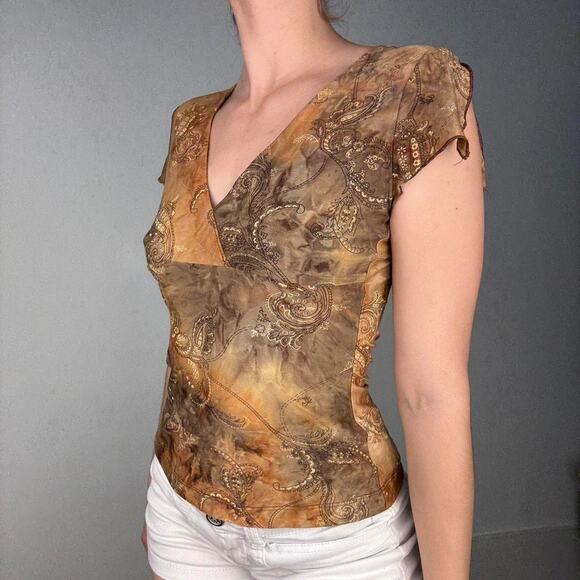 Brown tan gold paisley - Picture 7 of 8